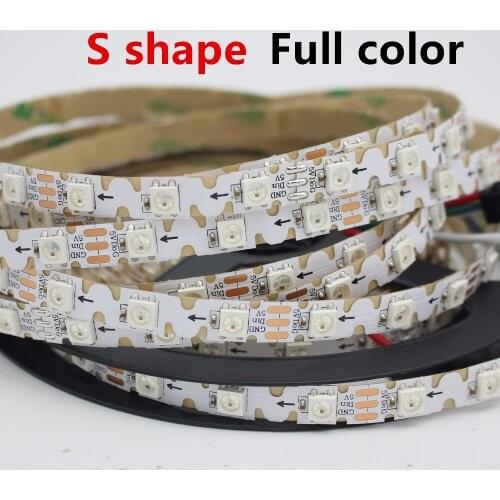 1/2/3/4/5M 8mm PCB S shape type Addressable WS2812B RGB LED pixel strip bendable 60leds 60pixels/m Non waterproof 5V full color