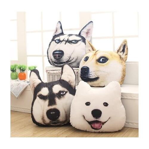 ZK20 Pillow Husky Plush Toys Creative 3D Big Dog Head Pillow Plush Stuffed Dolls Sofa Cushion Kawaii Animal Dolls Children Gift