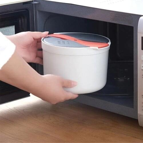 Portable Microwave Oven 2L Rice Cooker Multifunctional Steamer Hot Soup Cooking Bento Lunch Box PP Steaming Utensils