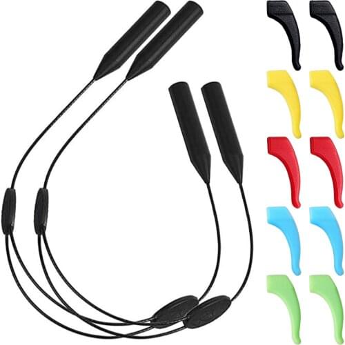 Adjustable Sports Sunglasses Holder Cord Strap with Anti-slip Ear Grip Hook