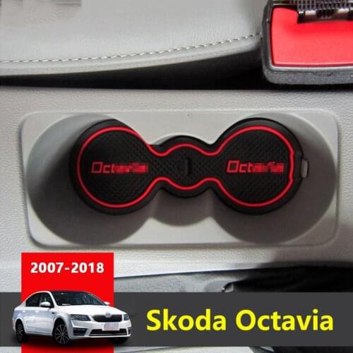 For Skoda Octavia A5 A7 2007-2014 2015 2016 2017 2018 Rubber Car Door Groove Mats Non-slip Interior Door Cup Armrest Storage Pad