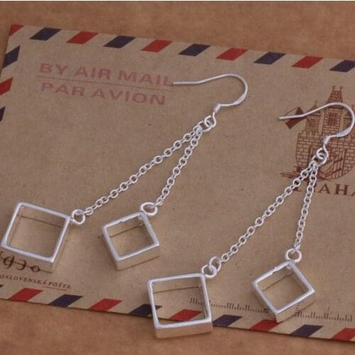 AE006 Hot sterling earrings , fashion jewelry , Four squares /bunaklua affaiwma silver color