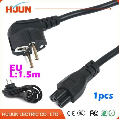 1pc 1.5m Power Cord Cable EU 2-Prong Laptop AC Plug Adapter Lead 2 Pin Plum Blossom Tail