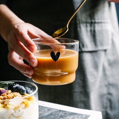 Glass Cup Glass Milk Cup Stackable Transparent Cup Breakfast Glass Smile Love Cup Coffee Mugs Shot Glass