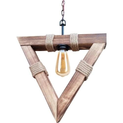 WOODEN CHANDELIER - Triangular wooden SINGLE BULB WOODEN CHANDELIER - HIGH QUALITY DECORATIVE CHIC HAND MADE CEILING LAMP