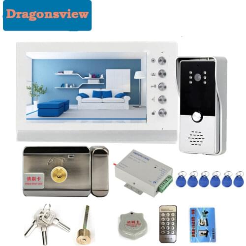 Dragonsview 7 Inch Video Door Phone Doorbell Intercom System With Monitor and Outdoor Panel Talk Call Monitoring Unlock