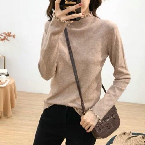 Harteen Knit Pullover Sweater Thin Women Clothing Spring Autumn All Match Vintage Basic Koran Fashion Long Sleeve Femme Top