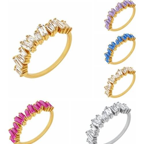 24k Gold-Plated/Silver Simple White Zircon Plain Ring for Women Luxury Women Wedding Luxury European Rock Punk Fashion Jewelry