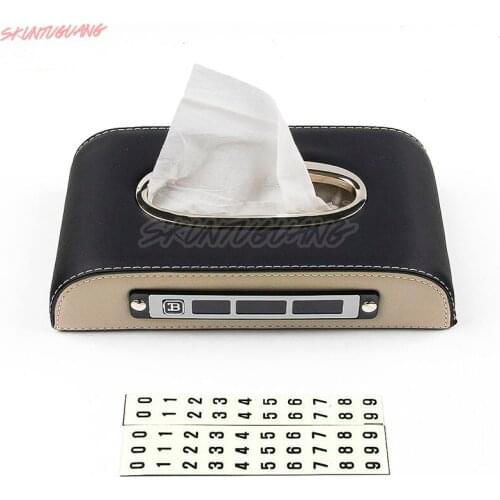 1 PCS Car Tissue Box Pumping Paper Holder Container Temporary Stop Sign Phone Number Contact Warning Auto Accessories