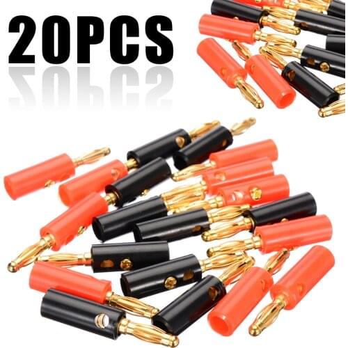 20pcs New Arrival 4mm Audio Speaker Wire Cable Banana Plug Adapter Durable Solderless Speakers Connector Plugs Gold Plated