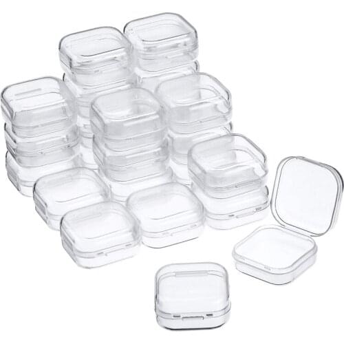 24Pcs Small Clear Plastic Beads Storage Containers Box with Hinged Lid for Storage of Small Items Crafts Hardware