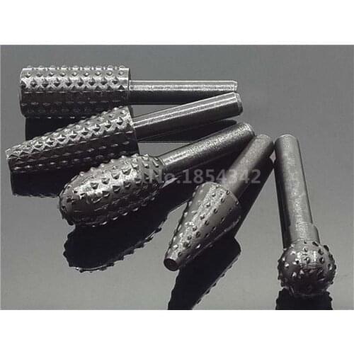 5pc Set Rotary Rasp File 1/4" Shank Burr File Rasp Woodworking Drill Bits Hss Rotary File Wood Drilling Carving Artifact Tool