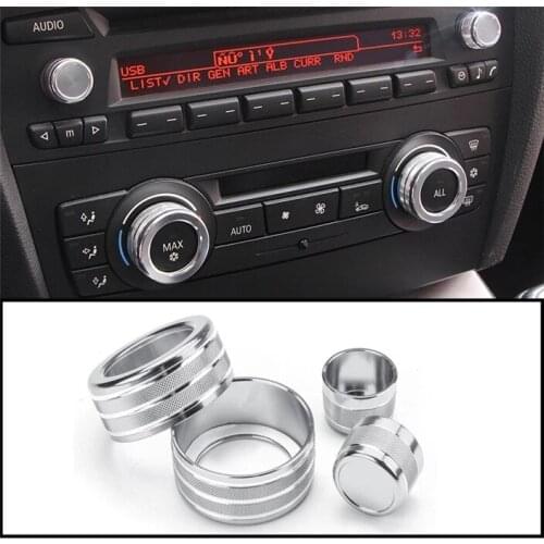 Angelguoguo Car Center Console Air Conditioning Volume Control Knob Button Ring Cover Frame Sticker for BMW 3 Series E90 E92 E91