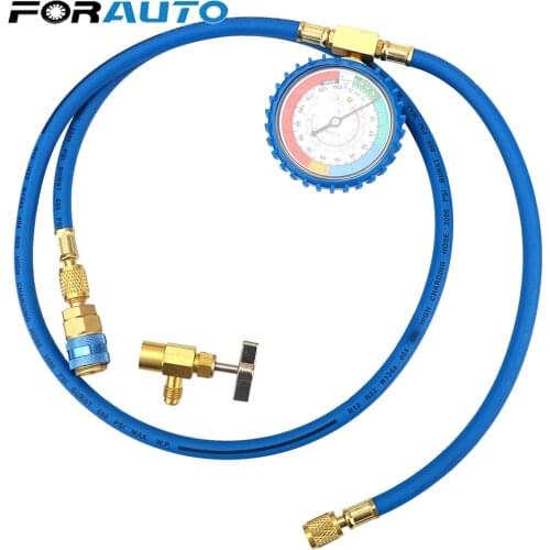Car AC Air Conditioning R134A Refrigerant Recharge Hose w/ Pressure Gauge Measuring Kit Copper Auto Car Accessories