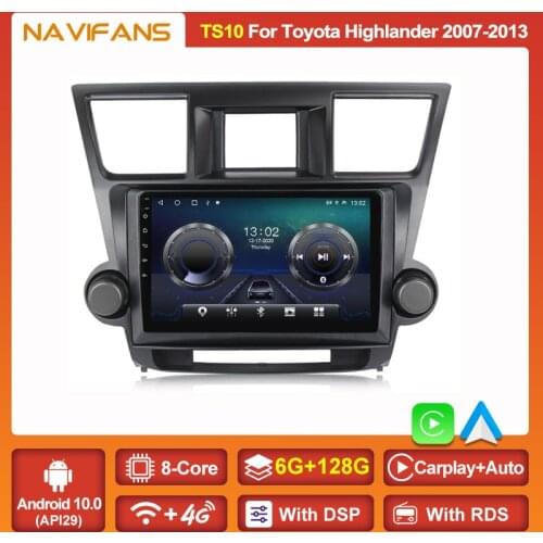 6G+128G Android 11 Car Radio For Toyota Highlander 2007-2013 Navigation GPS Multimedia Video Player DSP RDS FM AM WIFI 4G Lte BT