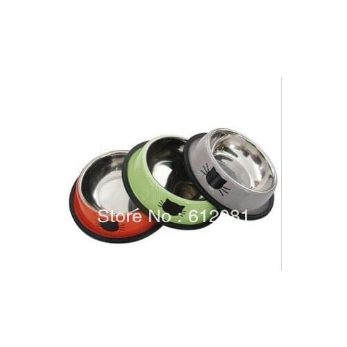 Usd 8.5/pc Free shipping Pet cat Bowl Stainless Steel antiskid Dog bowl suitable for cat puppy 2pcs/lot