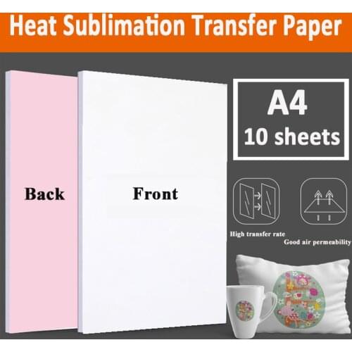10 sheet A4 Heat Sublimation Transfer Paper For Polyester T-shirt Non-cotton Cloth Mug Phone Case Porcelain By Inkjet Printer