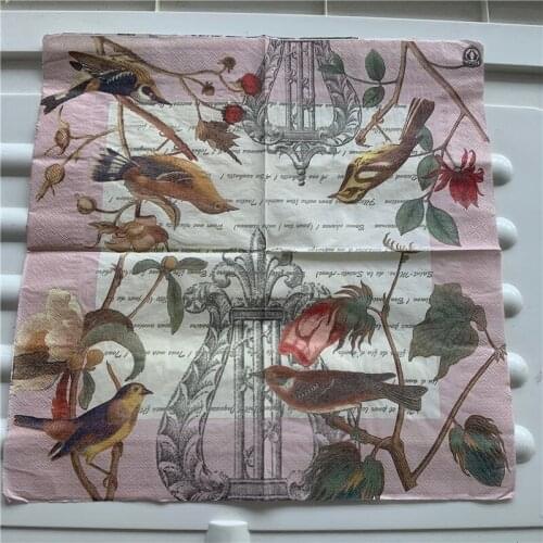 Decoupage paper napkins elegant tissue vintage towel pink bird flower butterfly birthday wedding party home beautiful decor 20