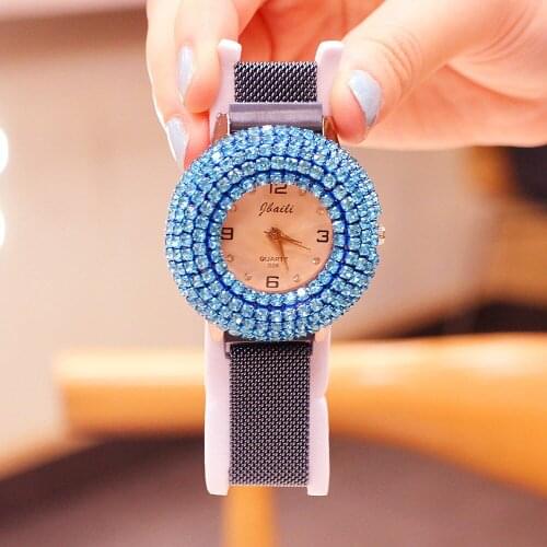 2019 Luxury Brand Genuine Ladies Watch Full diamond Women Watches Minimalism Casual Wristwatch Magnet Fashion Female Watch Gift