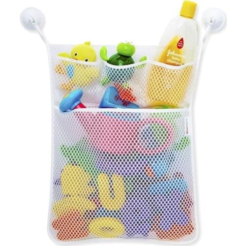 Child Bath Toy Mesh Bag Organiser Net Suction Baskets Kids Baby Bathroom Mesh Bag with Suckers