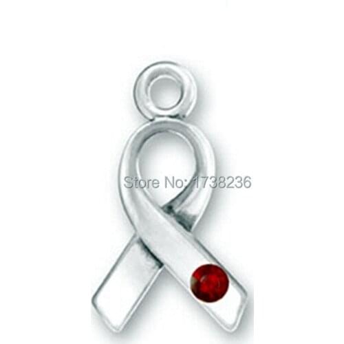 ITP Blood Disorders Or For Head And Neck Cancer Ribbon Charm With Burgundy Crystal