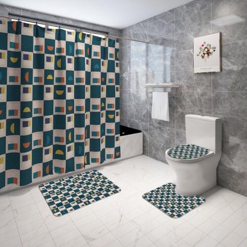 Geometric Pattern Bathroom Bath Mat Bath Shower Room Curtain Toilet Floor Mat Bathroom Carpet Rugs Bath Rugs