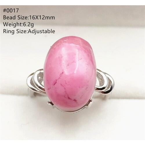 Natural Rose Rhodonite Adjustable Size Ring For Women Men Gift Luxury 925 Sterling Silver Stone Love Rare RIng AAAAA