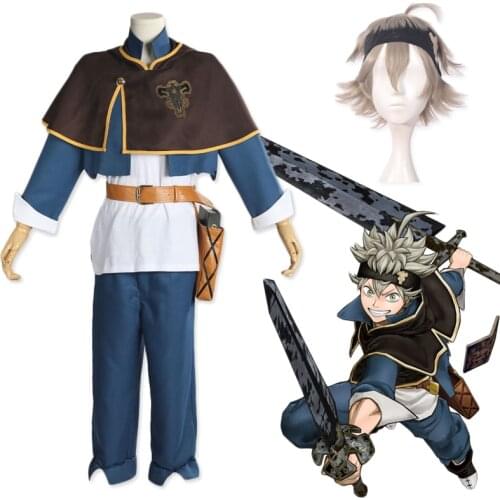 Anime Black Clover Asta Cosplay Costumes Uniform Accessories Outfit Full Sets Wig Synthetic Hair Halloween Carnival Party
