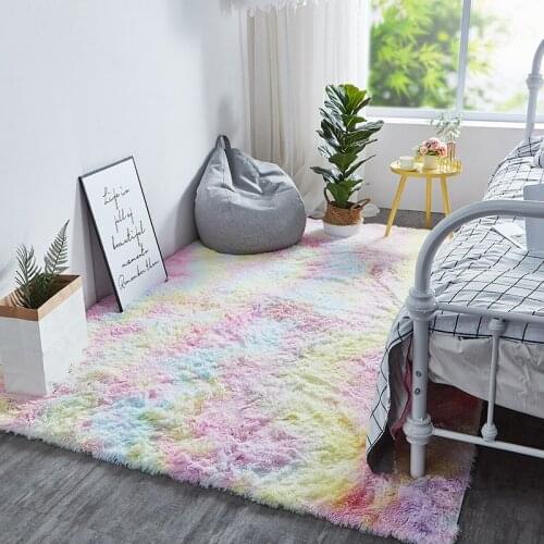 NEW Thicken Tie Dyeing Carpet Plush Soft Rugs For Living Room Bedroom Bedside Anti-Slip Floor Mats Velvet 5 Sizes