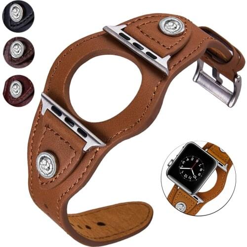Retro Leather Strap for Apple Watch Band 44 40mm Genuine Leather Retro Wristband 38 42mm for Iwatch Series 5/4/3/2 Bracelet