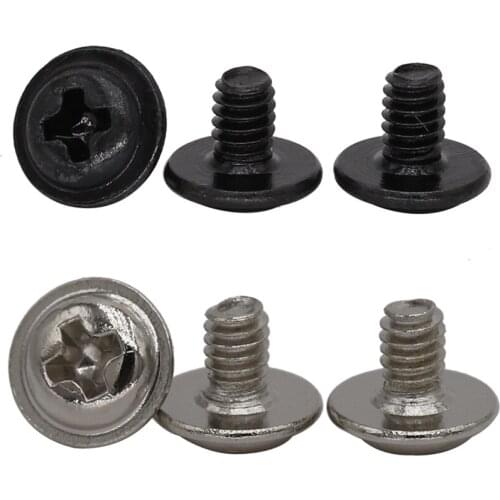 M4 M4*6/8/10 M4x6/8/10 Black Nickel Plate Carbon Steel DIN967 Cross Phillips Recessed Round Pan Head PWM Micro Screw With Washer