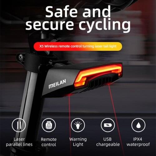 Meilan X5 Wireless Bike Brake Light Bicycle Wireless Remote Control Turning Laser Light MTB Bike Version Flash Safety Rear Turn