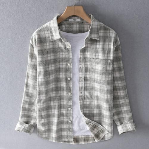 100% cotton long sleeve spring plaid shirts men brand casual shirt for men fashion autumn shirt male overhemd camisa