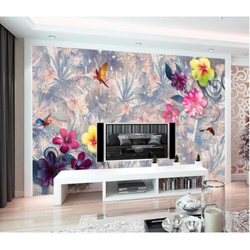 Custom photo wallpaper for walls 3 d mural wallpaper Tropical Rainforest Flower mural Retro TV Background Wall papers home decor