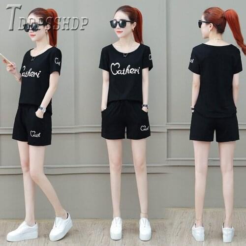 2020 New Loose Women Sets T Shirt And Shorts Female Sets