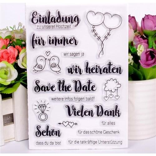 New German bird balloon Stamp Scrapbooking New Alphabet Stamp Embossing Craft Silicone Transparent Stampstampons