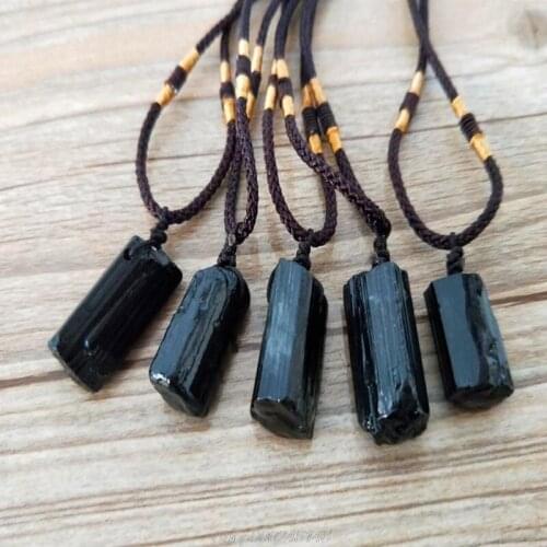 Healing Raw Natural Crystal Black Tourmaline Stone Pendant Necklace Fashion Jewelry S17 20 Dropshipping