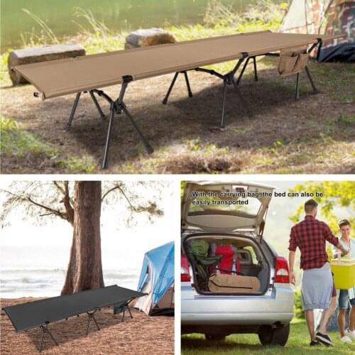 Outdoor Camping Bed Portable Outdoor Camping Aluminum Alloy Single Lunch Break Folding Bed Height Dual-use