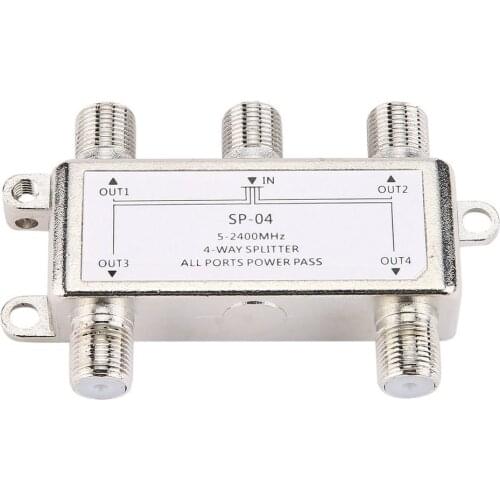 Hot Selling 4 Way 4 Channel Satellite/antenna/cable TV Splitter Distributor 5-2400mhz F Type Wholesale in Stock Drop Shipping