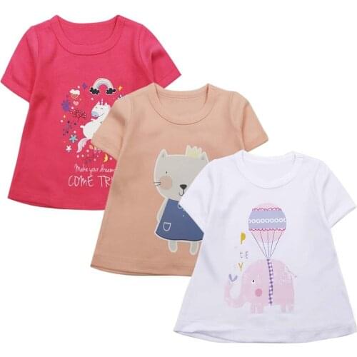 Cartoon Print dinosaur Lion For Baby Boys Girls T Shirt Summer Infant T-Shirts Clothes Cotton Solid color Kids Letter Tops tee