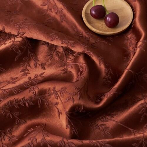 Silk fabric thin brown elastic stretch jacquard high-quality personalized clothing designer original fabrics for patchwork