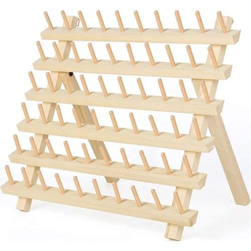 Foldable Wood Thread Stand Rack Holder Organizer Wall Mount 60 Spool Cone Embroidery Machine Sewing Storage Holder