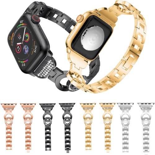 For Apple Watch Band 42/44 mm Black Gold Stainless Steel metal replacement Bracelet Strap for Apple Watchband 38/40 mm