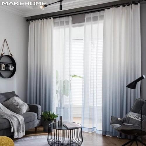Gradient Color Tulle Curtains for Bedroom Living Room Sheer Modern Curtains Treatment Blinds Voile Custom Made