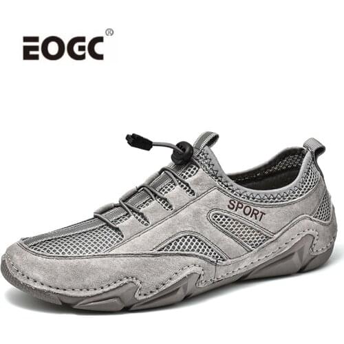 Comfy Men Casual Shoes Suede Leather Fashion Men Flat Shoe Breathable Loafers Moccasinsa Lace-Up Driving Men Shoes