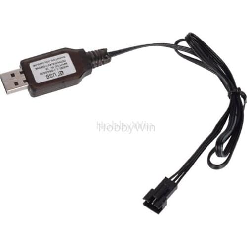 6.4V 600mA USB Charger Cable SM-3P plug LED charging lamp for 2S LiFe RC Model Battery Pack