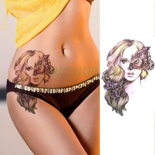 Waterproof Temporary Tattoo Sticker Owl Flower Eagle Sexy Fake Tatto Flash Tatoo Back chest belly body art for Women girl Men