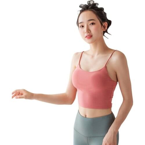 High Elastic Running Workout Fitness Clothes New Women Sport Tops For Gym Sleeveless Sport Wear Female Padded Yoga Tank Top 2021