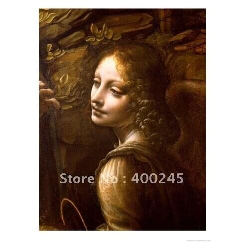 High quality Leonardo da vinci Woman oil painting portrait Detail of the Angel from the Virgin of the Rock handmade art for room