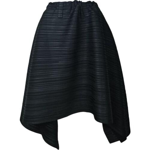 TIANPEI Latest 2019 summer new womens skirt loose high waist knee long skirt fluffy solid color large size pleated skirt 5032